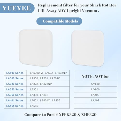 LA502 Filter Replacement for Shark LA300 LA301 LA322 LA351 LA500 LA301 LA360 LA362 LA455 LA702 Rotator Navigator Lift-Away Speed Upright Vacuum, Part XFFK320 4 Foams Felt Filters - size: Shark LA502 4 Foams Felt Filters