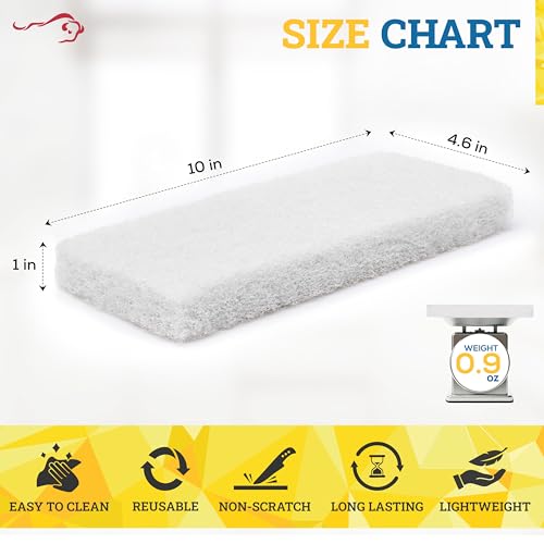 KLEEN HANDLER Light Duty Cleaning Scrub Pad, White, Pack 20, 10 x 4.6 in - color: White, size: Pack of 20
