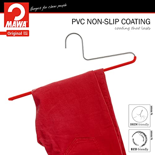 Mawa by Reston Lloyd Non-Slip Space Saving Clothes Hanger with Single Rod for Pants, Style KH/1, Set of 30, Red - color: Set of 30, size: Red
