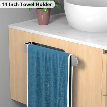 HUFEEOH Towel Bar Set, 2 Pack, Silver 8 and 14 Inch Towel Racks, U-Shaped - color: Silver, size: 2PC (8 Inch + 14 Inch)