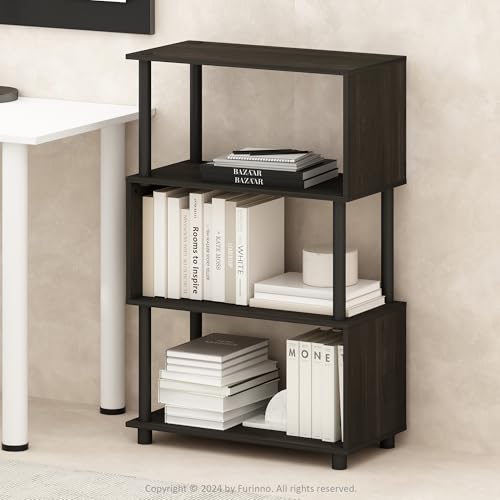 Furinno Reed 4-Tier Geometric Book Shelf with Open Shelf, Espresso - color: Espresso, size: 11.8 (D) x 23.6 (W) x 36.5 (H) inches