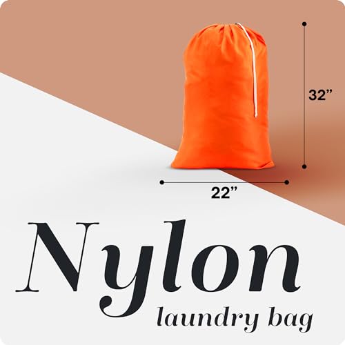 Handy Laundry XL Laundry Bag – Heavy Duty Nylon, Large 22" x 32", Durable Drawstring Closure, Machine Washable, Extra Large Dirty Clothes Storage for Travel, Dorm, Hamper, Orange - color: Orange, size: 22" x 32"