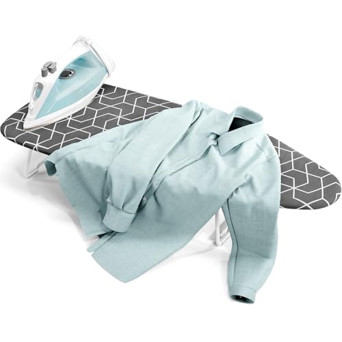 Small Ironing Board Tabletop 30x12”, Metal Mesh Panel, for Dorm Apartment - color: Charcoal