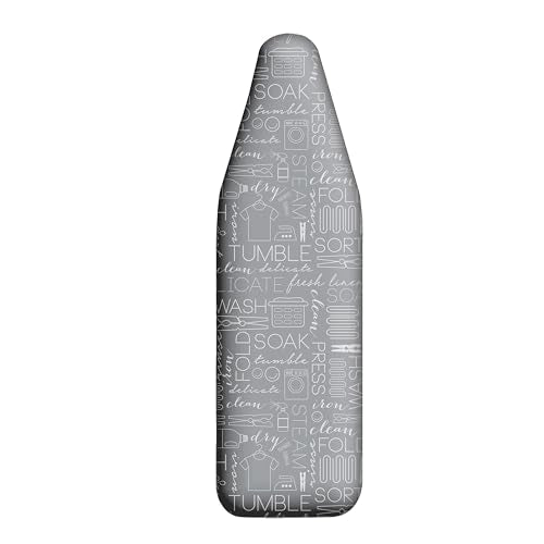 Laundry 360 Ironing Board Cover with Pad Grey Color | Elastic Edge Hook Loop Fasteners | Scorch Resistant Cotton Surface | Complete Replacement Set - color: Gray, size: 15" x 54" x 0.1"