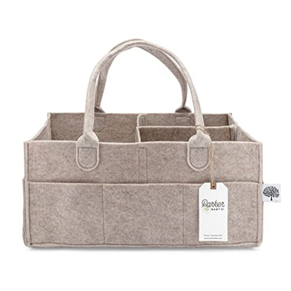 Parker Baby Co. Felt Diaper Caddy Organizer - Large, Oatmeal - color: Oatmeal (Heathered Brown), size: Large
