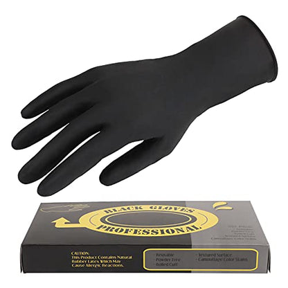 Segbeauty 20 Count Hair Dye Gloves, Large Black Reusable Rubber Gloves for Hair Styling, Powder Free, Professional Salon Coloring Accessories - color: Black-l