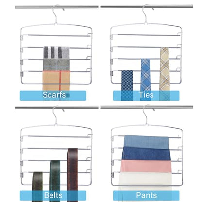 Pants Hangers 6 Pack 5 Layers Multi Functional Pants Rack Swing Arm Space Saver Hanger for Trousers Jeans Towels Scarf （Grey） - color: Grey-6 Pack