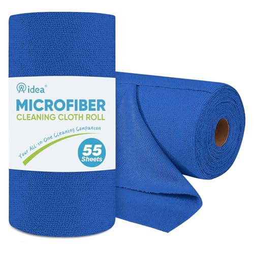 AIDEA Microfiber Cleaning Cloth Roll-55 Sheets, Cleaning Rags 11×9" - color: Dark Blue, size: 55 Count (Pack of 1)
