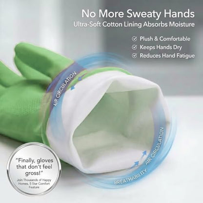 ForPro Natural Rubber Gloves, 6 Pairs Reusable Multi-Purpose Household Cleaning Gloves with Soft Inner Lining, Waterproof & Chemical-Resistant, Lime Zest, Medium - color: Lime Zest, size: Medium