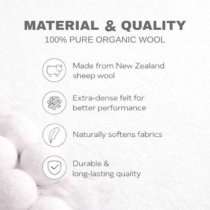 Wool Dryer Balls 6-Pack 100% Natural New Zealand Wool, Handmade in Nepal Reusable Laundry Balls, Faster Drying, Softer Clothes, Anti-Static, Dryer Sheets Alternative (Farm) - color: Farm