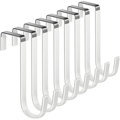 Mars-Rock Single Over Door Steel Hooks 8 Pack Fit 1-3/8" Door 5.5" White - color: E: 8Pack 5.5"Length