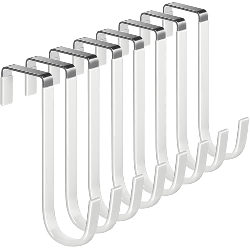 Mars-Rock Single Over Door Steel Hooks 8 Pack Fit 1-3/8" Door 5.5" White - color: E: 8Pack 5.5"Length