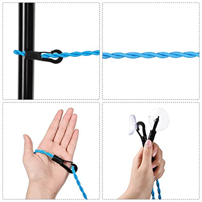 2 Pieces Travel Clothesline Portable Retractable Clothesline with Hooks and Suction Cups Camping Accessories Cruise Essentials for Outdoor and Indoor Use (Black, Blue) - style: Black, Blue