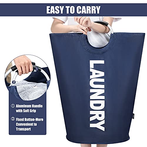 DOKEHOM 125L X-Large Laundry Basket Bag, Collapsible Tall Hamper, Dark Blue - color: Dark Blue, size: 125L