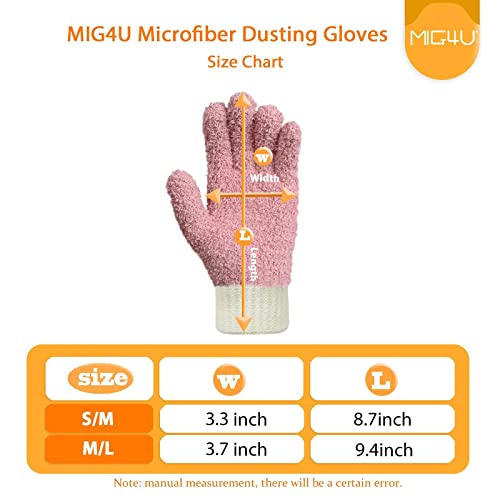 MIG4U 3 Pairs Microfiber Dusting Gloves, House Cleaning Glove for Blinds, Plants, Windows, Shutters, Furniture, Car Interior, Reusable Lint-Free Mitt, S/M - color: Blue/Gray/Pink 3 Pairs