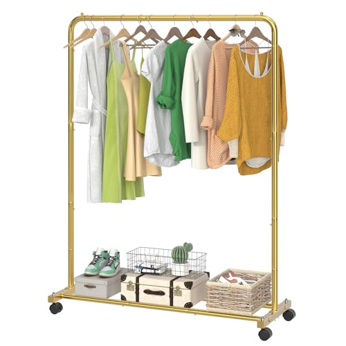 Simple Trending Clothes Clothing Garment Rack, Clothes Organizer, Gold - color: Golden, size: 14.75"D x 43.5"W x 54.25"H