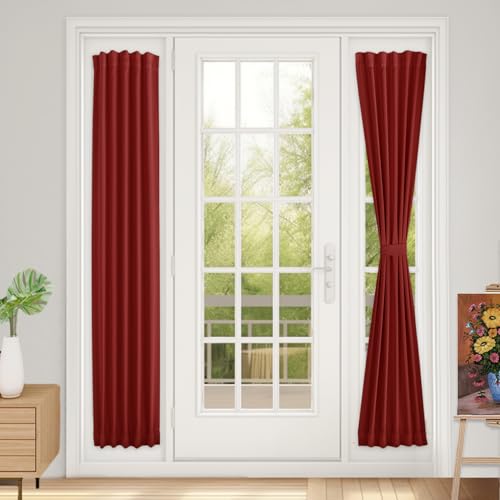 Vatge Sidelight Curtains for Front Door, Festival Decoration Side Light Curtains for Door Windows, 1 Panel, W12 x L72, Christmas Red - color: Red, size: 12"W x 72"L (Pack of 1)