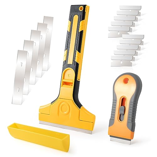 Gomake Razor Blade Scraper Tool Wall Paint Window Glass Scraper with Extra Razor Blades for Sticker,Glue,Paint,Adhesives Removal,Glass Top Stove Cleaning