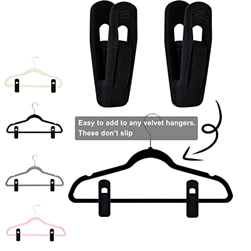 TOFIIGREM Black Velvet Hangers Clips 50 PCS, Non-Slip Velvet Clips for Suit Pant Skirt Hanger, Strong Finger Clips Perfect for Thin Flocking Hangers - color: Black, size: 50pc