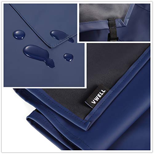 VWELL Waterproof Rubber Vinyl Apron W/ 2 Pockets - Lab Apron for DishWashing,Grooming - color: Blue-with Pockets