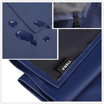 VWELL Waterproof Rubber Vinyl Apron W/ 2 Pockets - Lab Apron for DishWashing,Grooming - color: Blue-with Pockets