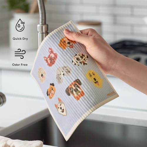 RECYCO Swedish Dishcloths for Kitchen | 5 Pack Pale Blue Washable Dish Rags | Cellulose Reusable Cleaning Paper Towels | Absorbent Counter Dish Cloth Sponge Kitchen Wipes, 8" L x 7" W - color: Pale Blue-5 Pack