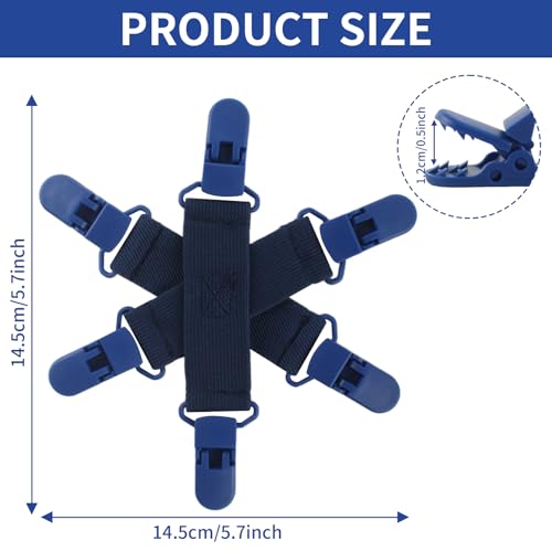Bed Sheet Detangler with 6-Clip, WAD Preventer Stop Bed Sheets/Duvet Covers/Blankets from Tangling, Twisting & Balling up in Dryer Washer and Dryer, 4 pcs(Blue) - color: Blue