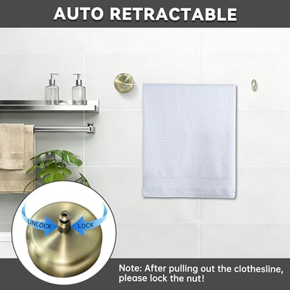 Retractable Clothesline,Stainless Steel Clothing Line Dryer with 9.2FT Nylon String for Shower Room Bathroom Laundry (Bronze) - size: Bronze