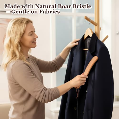 Bokon 2 Pcs Lint Brushes for Clothes with Boar Bristle Beech Wood Handle - color: Black
