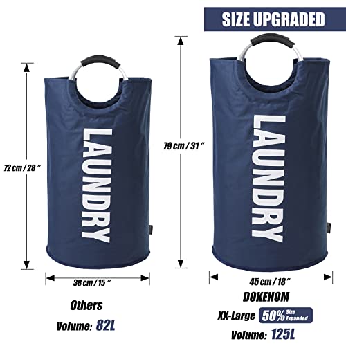 DOKEHOM 125L X-Large Laundry Basket Bag, Collapsible Tall Hamper, Dark Blue - color: Dark Blue, size: 125L