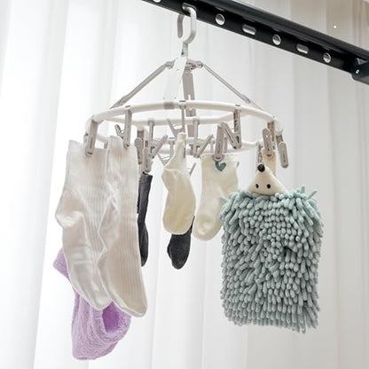 Foshine Clothes Drying Racks Foldable Clip Hangers with 20 Drying Clips - color: Light Grey-circle