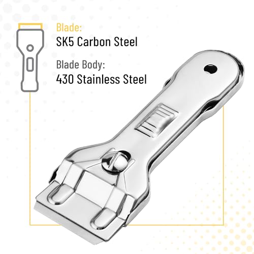 Bates- Metal Razor Blade Scraper Tool, 2 Pack, Carbon Steel Blades, Stainless Steel Body, Heavy-Duty Cleaning Razor Scraper Tool