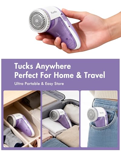 Ruidla Fabric Shaver Lint Shaver Defuzzer, Rechargeable Lint Remover - color: Purple