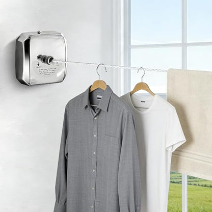 304 Stainless Steel Retractable Clothesline with Adjustable Rope String for Hanging Drying Shower Room(Sliver Square) - size: Sliver Square