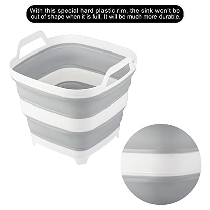 2 Pack Collapsible Ice Bucket with 2.77 Gal / 10.5L Each, Foldable Bottle Drink Cooler for Wine, Beer and Champagne, Space Saving Tub for House Cleaning, Outdoor Waterpot for Garden or Camping