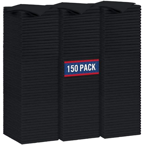 GLIMGLINT Microfiber Cleaning Cloth, 150 Pack Towels for Cars 14 X12 Inch - color: Black