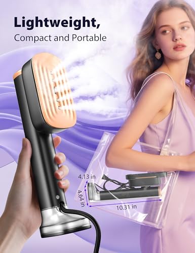 Travel Steamer for Clothes with 180 ml Water Tanks,15s Fast Heat-up,24 g/min Strong Steam Performance, Portable Garment Steamer with Touch Control, LED Display, Steam Iron Black - color: Silk Black