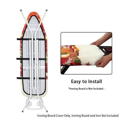 Christmas Reindeer Ironing Board Covers Heavy-Duty Fabric Non Slip Padded Ironing Board Covers Hook and Loop Design Waterproof Slip-Resistant Xmas Decor - color: Christmas Reindeer