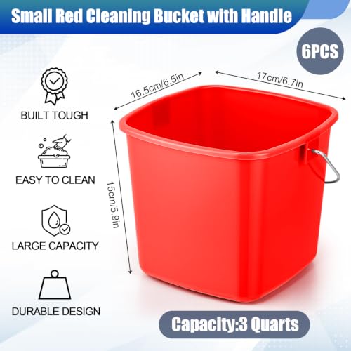 Zhehao 6 Pcs 3 Quart Small Sanitizer Cleaning Bucket, Red,Dark Blue,Gray - color: Red,dark Blue,gray