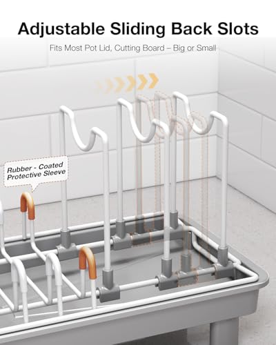 Small Dish Drying Rack with Drainboard, Compact for Kitchen Counter, Grey - color: Gray