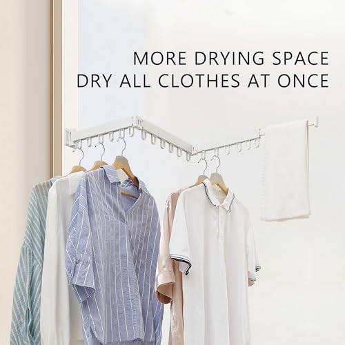 RFOUO Wall Mounted Clothes Drying Rack, White, Loop-Shape Hooks - color: White-basic