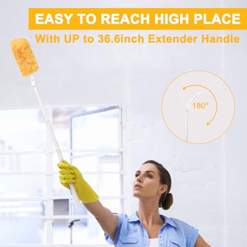 360° Heavy Duty Duster Refill Kit, 1Extended Handle 1Short Handle 30Refills - color: Orange
