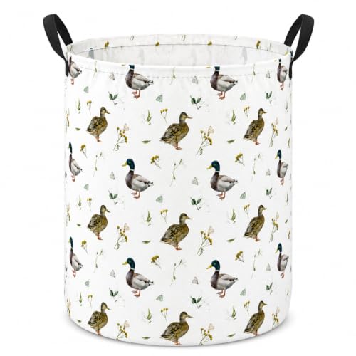 MAIZMZ Kids Hamper Storage Bins Organizer Toy Box Laundry Basket Large Canvas Collapsible Chest for Home/Dorm/Kitchen/Pet/Office/Closet/Shelf/Gift Baskets - color: Mallard Duck