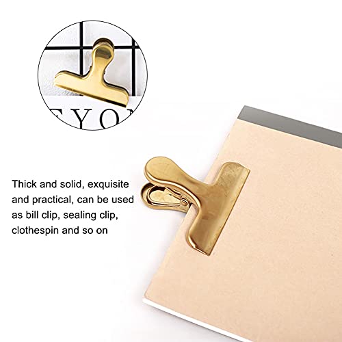 Fdit Brass Vintage Retro Clip Bill Holder with Stainless Steel - Golden T Clip