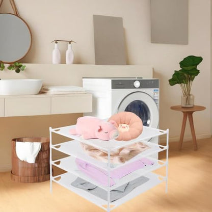 Sweater Drying Rack, 4-Layer Clothes Drying Rack Flat Mesh Drying Rack Clothing Stackable Laundry Drying Rack for Sweaters Socks Toys Indoor&Outdoor Use - size: 4-tier
