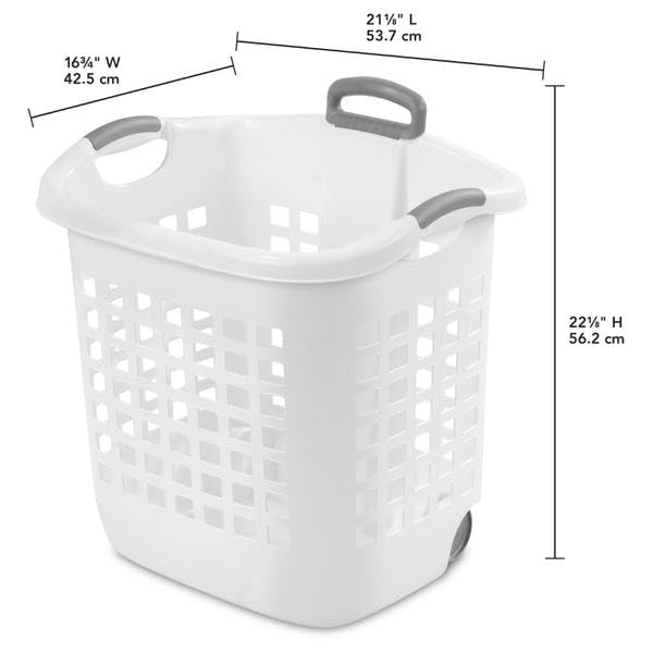 Sterilite 1.75 Bushel Ultra™ Wheeled Plastic Laundry Basket, White, 4 Pack