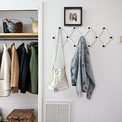 WGFKVAS 2 Pack Expandable Coat Rack, Accordion Wall Hanger - style: 2 Pack (13 hooks white)