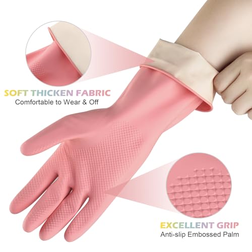 4 Pairs Rubber Kitchen Dishwashing Gloves - Cleaning Gloves Outdoor Chores for Women & Men (Small) - size: Small