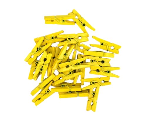 LWR CRAFTS Wooden Mini Clothespins 200 Per Pack 1" 2.5cm (Yellow) - color: Yellow