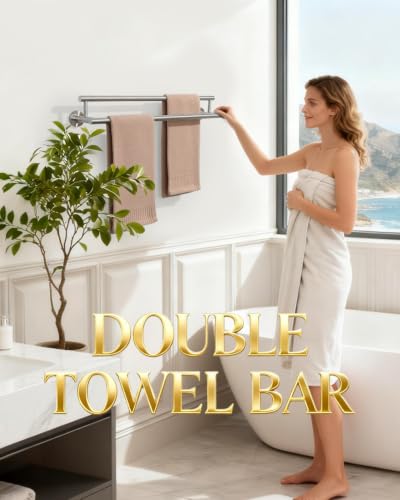 Alise Double Towel Bar,20" Towel Racks for Bathroom Wall Mounted,Nickel - color: Brushed Nickel, size: 20-Inch (2-Bars)